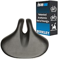 ISM Comfort Series Noseless Bike Saddle for Upright Riders - Anatomic Relief Bicycle Saddle for Hybrid, Police, Commuter Bikes, and Beach Cruisers - Wide and Thick Comfortable Bike Seat for Men/Women