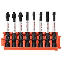 BOSCH CCSV208 8-Piece Assorted Set 2 In. Impact Tough Phillips, Square, and Torx Power Bits with Clip for Custom Case System