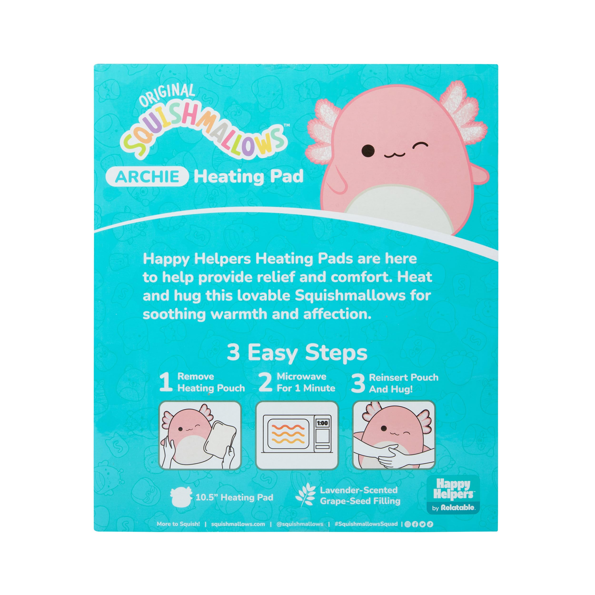 Squishmallows Archie The Axolotl Heating Pad - Heating Pad for Cramps by Relatable®