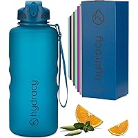 Hydracy Water Bottle with Time Marker -Large BPA Free Water Bottle & No Sweat Sleeve -Leak Proof Gym Bottle with Fruit Infuser Strainer & Times to Drink -Ideal Gift for Fitness Sports & Outdoors