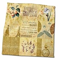 3dRose Vintage Gold Collage of Art with Apricots and You are My Sunshine - Towels (twl-79374-3)