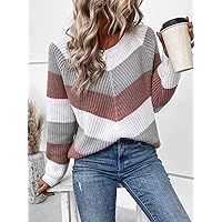 Colorblock Raglan Sleeve Sweater (Color : Multicolor, Size : X-Large)