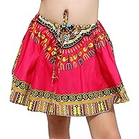 RaanPahMuang Mini Gypsy Childrens Africa Dashiki Art Pullsting Girls Dance Skirt, Medium Pink