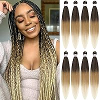 Ombre Braiding Hair 30 Inch 8 Packs Professional Synthetic Crochet Braids Hair Extensions (30 Inch (Pack of 8), 4/27/613)