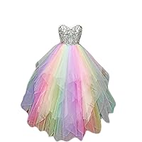 Organza Rainbow Unicorn Formal Dress Pride Prom Wedding