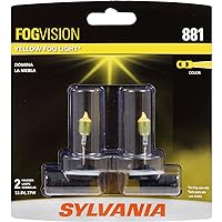 SYLVANIA - 881 Fog Vision - High Performance Yellow Halogen Fog Lights, Sleek Style & Improved Safety, Street Legal, For Fog Use Only (Contains 2 Bulbs)