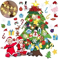 EMPOF Felt Christmas Tree for Kids Wall, 3.3 FT Felt Christmas Tree for Toddlers with Snowflake Lights + 32 Ornaments, DIY Felt Tree Set Xmas Christmas Decorations, Kids Toddler Christmas Gifts
