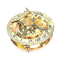 5 Inches Brass Sundial Compass ; Nautical Decor Vintage Marine WEST London Sundial Compass with Adjustable Screw Legs., SW0077, Gold Brass, Small