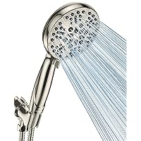 High Pressure Shower Head with Handheld - 5 Spray Settings High Flow Detachable Rain Shower Heads with 60” Extra-long Stainless Steel Hose and Adjustable Bracket with Brass Joint – Brushed Nickel