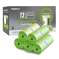 Compostable Trash Bags - FORID 13 Gallon Tall Kitchen Garbage Bags 80 Count Unscented Trash Can Liners 55 Liter Medium Wastebasket Bags for Bathroom Home Bedroom Office Garbage Can (5Rolls/Green)