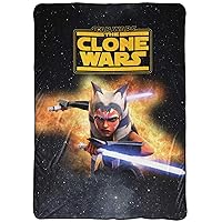 Jay Franco Star Wars Clone Wars Fierce Blanket - Measures 62 x 90 inches, Kids Bedding Features Ahsoka Tano - Fade Resistant Super Soft Fleece