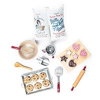 The Queen's Treasures 18 in Doll Food Accessories, Baking Tools and Cookie Set, 2 Cookie Cutters, Bread Board, Rolling Pin, Cookies, for Use with American Girl