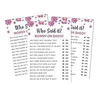 Who Said it Game Mommy Or Daddy 50 Sheet Fun Baby Shower Game Unicorn Floral Party Supply