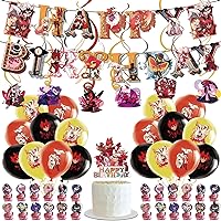 Birthday Party Supplies For Hazbin Hotel ，The Hazbin Birthday Banner Cake Topper Cupcake Toppers Latex Balloons