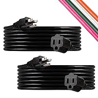 UltraPro Outdoor Extension Cord, 15 Ft, 2 Pack, Heavy Duty Extension Cord, Double Insulated, Grounded, 16 Gauge, 3 Prong Extension Cords, General Purpose Long Extension Cord, UL Listed, Black, 46865