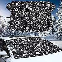 Riakrum Car Windshield Cover for Ice and Snow Oxford Fabric Waterproof Windshield Frost Cover Auto Window Automotive Windshield Snow Covers with 4 Elastic Straps(Night Style)