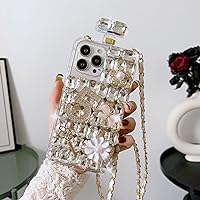 Victor for iPhone 14 Long Leather Crossbody Lanyard Case, Fashion Luxury Bling Diamond Cover for iPhone 14 6.1 inch with Glitter Rhinestone (E)