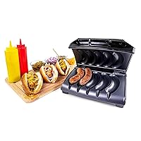 Homecraft Electric Sausage & Brat Grill with Oil Drip Tray, Carry Handle, and Cord Storage, up to 5 Links of Beef, Turkey, Chicken, Veggie Sausages, or Hot Dogs