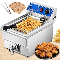 Newhai Commercial Deep Fryer Machine 12.3QT Electric Countertop Deep Fryer Stainless Steel for Restaurant Home Use 110V US 1500W with Cooking Tongs