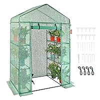VEVOR Walk-in Green House, 55.5 x 29.3 x 80.7 inch, Portable Greenhouse with Shelves, High Strength PE Cover with Roll-up Zipper Door and Steel Frame, Set Up in Minutes, for Planting and Storage