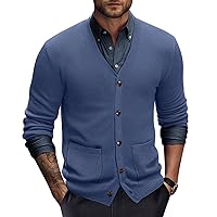 PJ PAUL JONES Men's Casual Cardigan Sweaters Long Sleeve V-Neck Cardigans Button-up Knitted Sweater