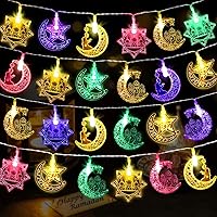 Eunvabir 16Ft 30Led Ramadan String Lights for Home, 8 Modes Mubarak Battery Operated with Remote Decorations, Eid Star Moon Castle Decor for Gifts Party Indoor Outdoor