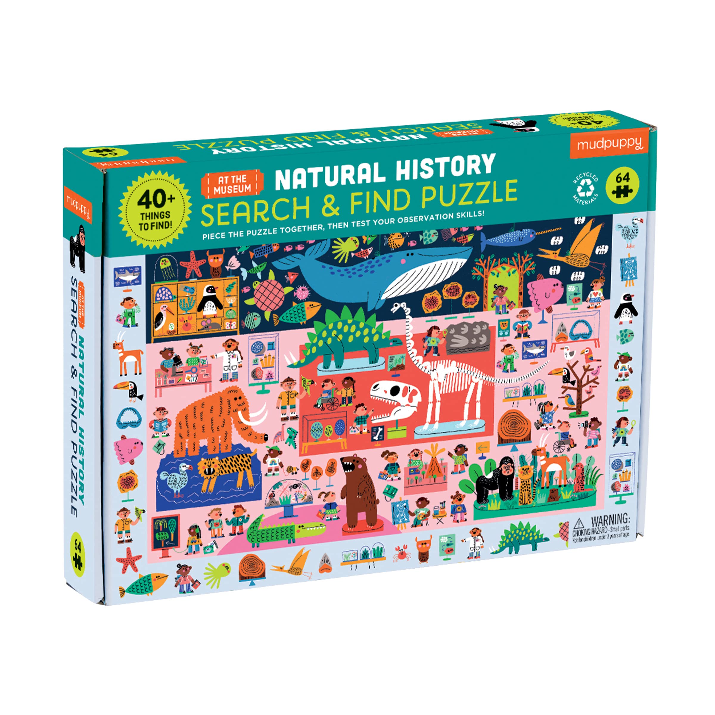Mudpuppy Natural History Museum Search & Find Puzzle from Colorful Illustrations, Complete Puzzle to Find 40+ Hidden Images, Fun and Challenging for Kids Ages 4-7, Makes a Great Gift
