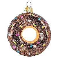 Old World Christmas Chocolate Frosted Donut Glass Blown Ornament for Christmas Tree