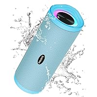 HEYSONG Bluetooth Speaker with Light, Music Box, Portable Bluetooth Box with IPX7 Waterproof, 360° Stereo Sound, 40h Battery, Wireless Speaker with TF for Home, Outdoor, Garden Sky Blue
