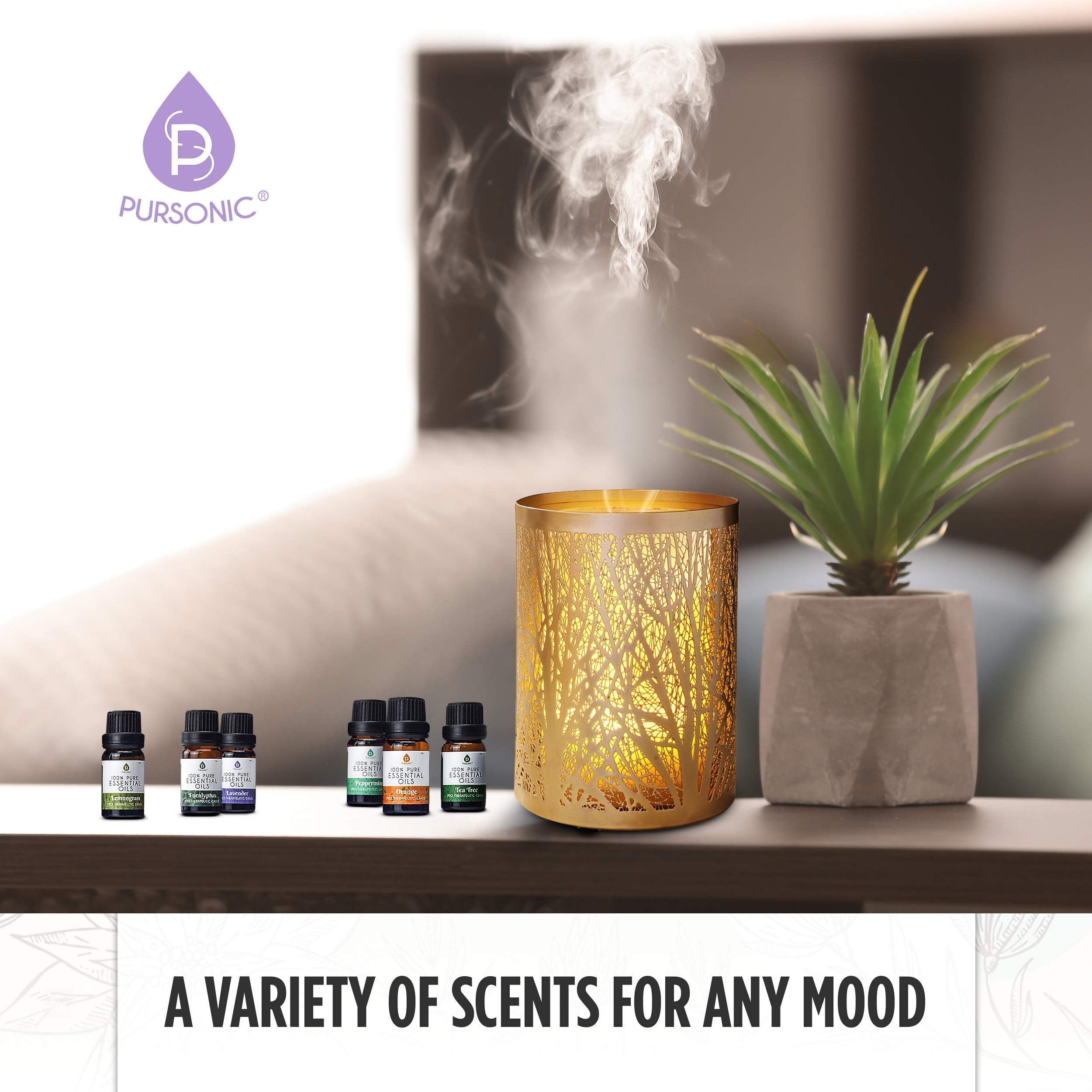 Pursonic 100% Pure Essential Aromatherapy Oils Gift Set-6 Pack , 10ML(Eucalyptus, Lavender, Lemon grass, Orange, Peppermint, Tea Tree)