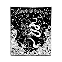 QGHOT Witchy Snake Tapestry Tarot wall tapestry Moon Phase Floral Tapestry Black and White Vertical Tapestry for Bedroom Aesthetics Living Room College Dorm (90x70in)