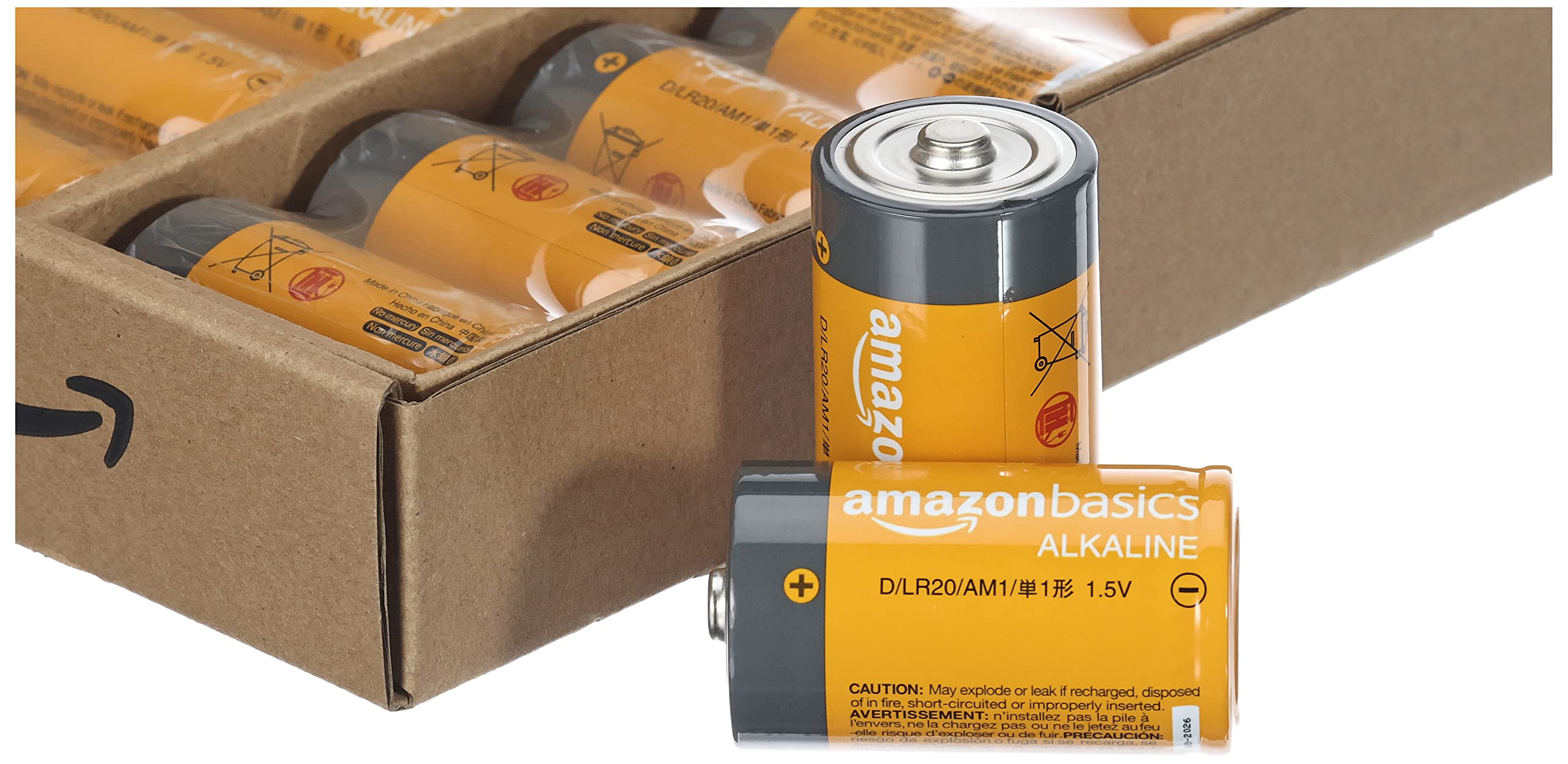 Amazon Basics D Cell All-Purpose Alkaline Batteries, 5-Year Shelf Life, 96 Count (8 Packs of 12)