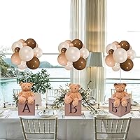 3 Sets Animal Decoration for Baby Shower, Baby Letter Boxes Baby Shower Table Centerpiece Stuffed Animals Balloon with Stand Animal Plush Toy Baby Boxes for Birthday Party (Brown,Bear)