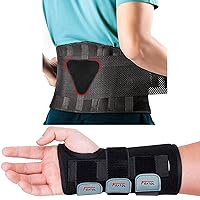 FEATOL Bundle of Wrist Brace for Carpal Tunnel with Back Brace for Back Pain Relief, Herniated Disc, Sciatica