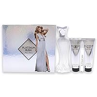 Paris Hilton Platinum Rush Women 4 Pc Gift Set 3.4 oz EDP Spray, 0.33oz EDP Spray, 3oz Body Lotion, 3oz Shower Gel
