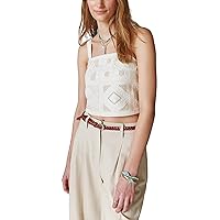 Lucky Brand Womens Embroidered Crop Top