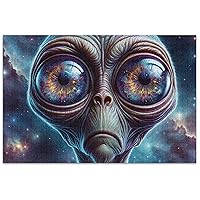Bulging Eyes Alien Jigsaw Puzzles 500 Piece for Adults Home Decor Art Fun Puzzles for Adults Family White Elephant Gifts