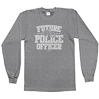 Threadrock Big Boys' Future Police Officer Youth Long Sleeve T-Shirt