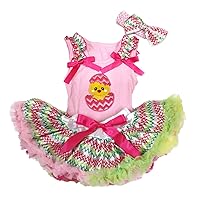 Easter Chick Egg Top Rainbow Chevron Pettiskirt Baby Girl Clothing Set Nb-12m
