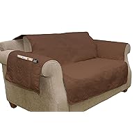 Pet Protector Furniture Covers - 100% Waterproof Couch Covers for Dogs or Cats – 2-Cushion Pet Loveseat Cover with Non-Slip Straps by PETMAKER (Brown)