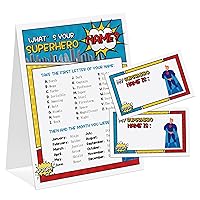 Superhero Theme What's You Superhero Name Game, Baby Shower Game Stickers, Birthday Game, Party Decoration, Activity Game for Office or Class, Package Contains 1 Sign and 30 Name Stickers(wyn13)