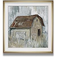 Renditions Gallery Barn At Dusk Framed Wall Art Oil Paintings Wall Décor Fine Giclee Prints with Gold Frame Farmhouse Artwork for Living Room, Bedroom, Bathroom