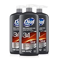 Dial Men 3in1 Body, Hair and Face Wash, Ultimate Clean, 69 fl oz (3-23 fl oz Bottles)