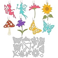 GLOBLELAND Fairy Ornament Butterfly Flower Mushroom Sunflower Cutting Dies Carbon Steel Embossing Stencils Template for Decorative Embossing Paper Card DIY Scrapbooking Album Craft