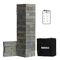 SPORT BEATS Gray Large Tower Game Outdoor Games 54 Blocks Stacking Game Includes Carry Bag and Scoreboard