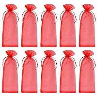 Tayfremn 40pcs Organza Wine Bags Drawstring Organza Wine Bottle Gift Bags Red Sheer Organza Wine Wrapping Bags for Bottle Wrap Christmas Wedding Party Favors Samples Display Decoration, 5.5x14.5 inch(Red)