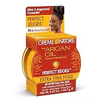with Argan Oil From Morocco Perfect Edges Hair Gel, 48 Hour Hold with Moisture and Exotic Shine, Extra Firm Hold, 2.25 Oz (Pack of 1)