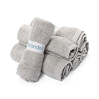 Brondell Ultra-Soft Bamboo Bidet Towels for Bathrooms, Soft and Absorbent, Machine-Washable, Quick Dry, 9.85” x 9.85”, Includes Mesh Laundry Bag, Pebble