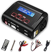 RC Battery Charger AC/DC 100W Lipo Charger Lipo Battery Charger for 2S 3S-6S 7.4v 11.1v Lipo Battery Packs with TRX/Alligator Clip//XT60/T-Deans/Tamiya/JST/Futaba