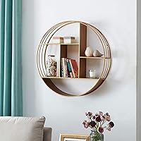 FirsTime & Co. Gold Brooklyn Wall Shelf, Round 3 Tier Wall Mounted Floating Shelf for Bathroom, Bedroom, Living Room Decor, Metal, Industrial, 27.5 inches